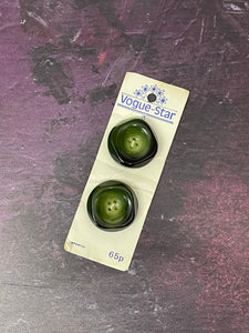 Vintage Vogue-Star Chunky 4-Hole Green Buttons, 34mm, Set of 2