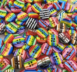 Resin Rainbow Buttons, 12mm
