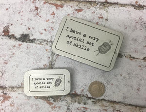 Notions Tin, Special Set of Skills, Knitting