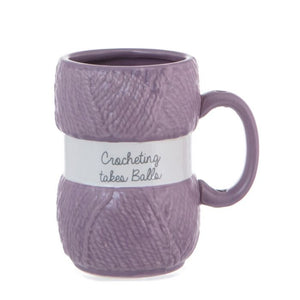 Crochet Mug, Crocheting takes Balls