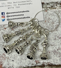 Load image into Gallery viewer, Set of 6 Chess Themed Stitch Markers
