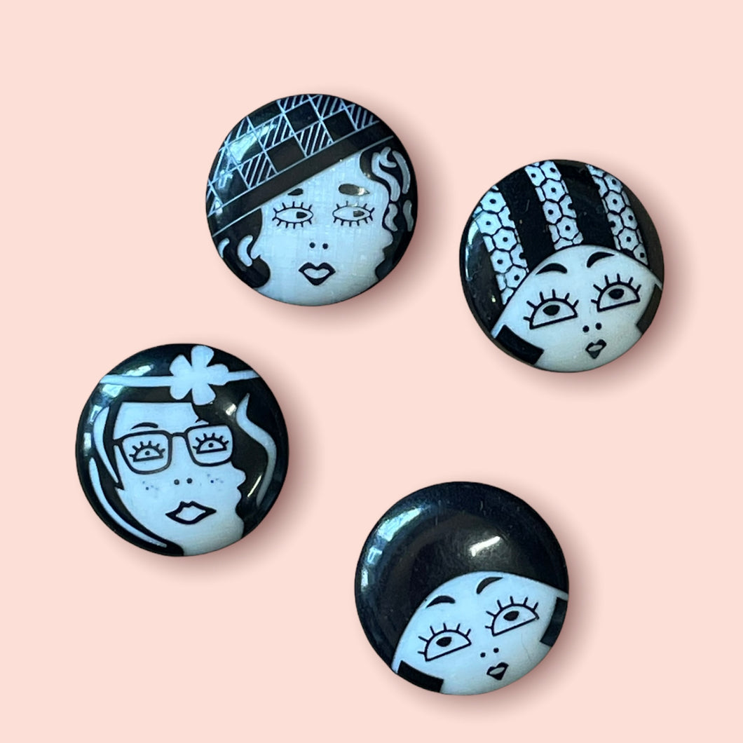 Art Deco Style Button Set, 23mm