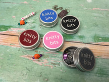 Load image into Gallery viewer, Round Notions Tin, Knitty Bits

