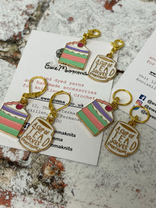 Set of 2 Tea and Cake Stitch Markers