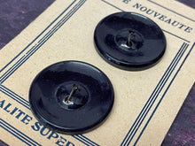 Load image into Gallery viewer, Vintage French Haute Noveaute Dark Blue Buttons, 25mm, Set of 2
