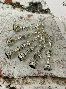 Set of 6 Chess Themed Stitch Markers