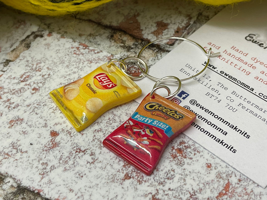 Potato Chips/Crisps Charm Progress Keeper Stitch Marker Set