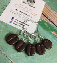 Load image into Gallery viewer, Set of Coffee Beans Stitch Markers Progress Keepers
