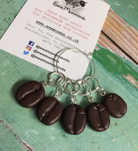 Set of Coffee Beans Stitch Markers Progress Keepers