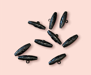 Imitation Leather Toggle Buttons, Black, 30mm