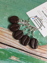 Load image into Gallery viewer, Set of Coffee Beans Stitch Markers Progress Keepers
