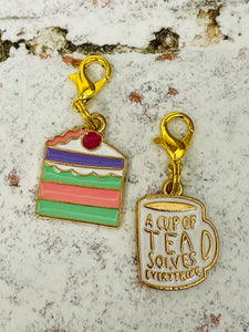 Set of 2 Tea and Cake Stitch Markers