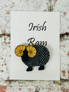 Vintage Tweed Irish Ram Brooch