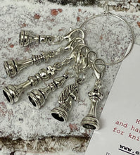 Load image into Gallery viewer, Set of 6 Chess Themed Stitch Markers
