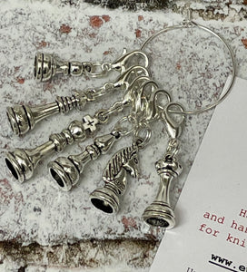 Set of 6 Chess Themed Stitch Markers