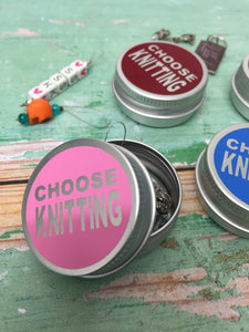 Round Notions Tin, Choose Knitting