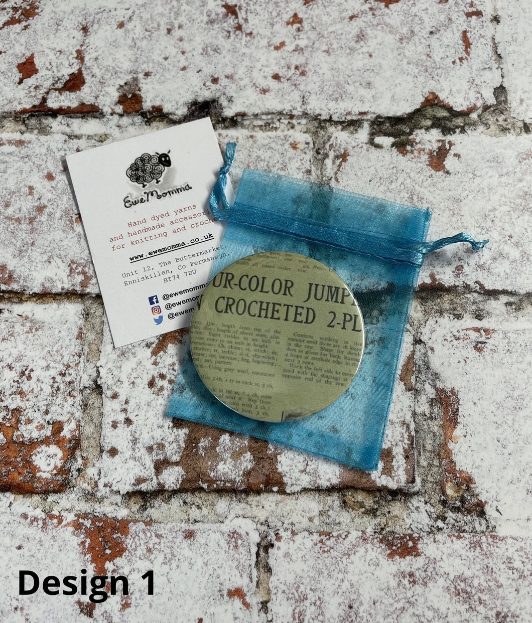 Vintage Knitting and Crochet Pattern Pocket Mirror