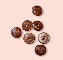 Load image into Gallery viewer, Imitation Leather Stitched Look Buttons, Tan, 23mm
