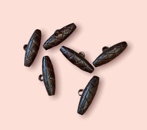 Imitation Leather Toggle Buttons, Red Brown, 30mm