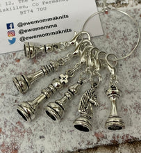 Load image into Gallery viewer, Set of 6 Chess Themed Stitch Markers
