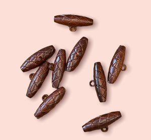 Imitation Leather Toggle Buttons, Tan, 30mm
