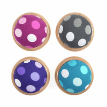 Load image into Gallery viewer, Polka Dot Pincushion with Wooden Base

