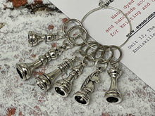 Load image into Gallery viewer, Set of 6 Chess Themed Stitch Markers
