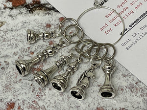 Set of 6 Chess Themed Stitch Markers