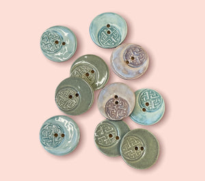 Celtic Knot Ceramic Buttons, 33mm