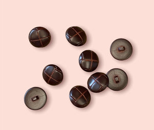 Imitation Leather Buttons, Brown, 23mm