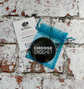 Choose Knitting, Yarn, Crochet Pocket Mirror, Pinback Badge, Fridge Magnet, 58mm