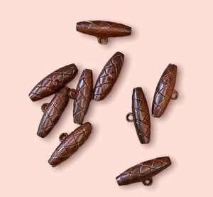 Imitation Leather Toggle Buttons, Tan, 40mm