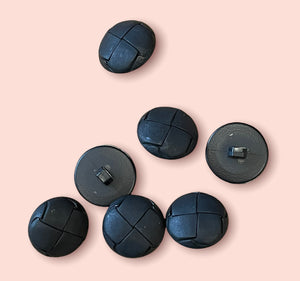 Imitation Leather Buttons, Black, 23mm