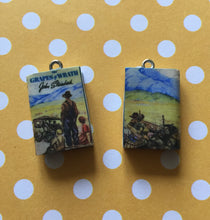 Load image into Gallery viewer, Miniature Book Charm Stitch Marker, Grapes of Wrath, John Steinbeck inspired
