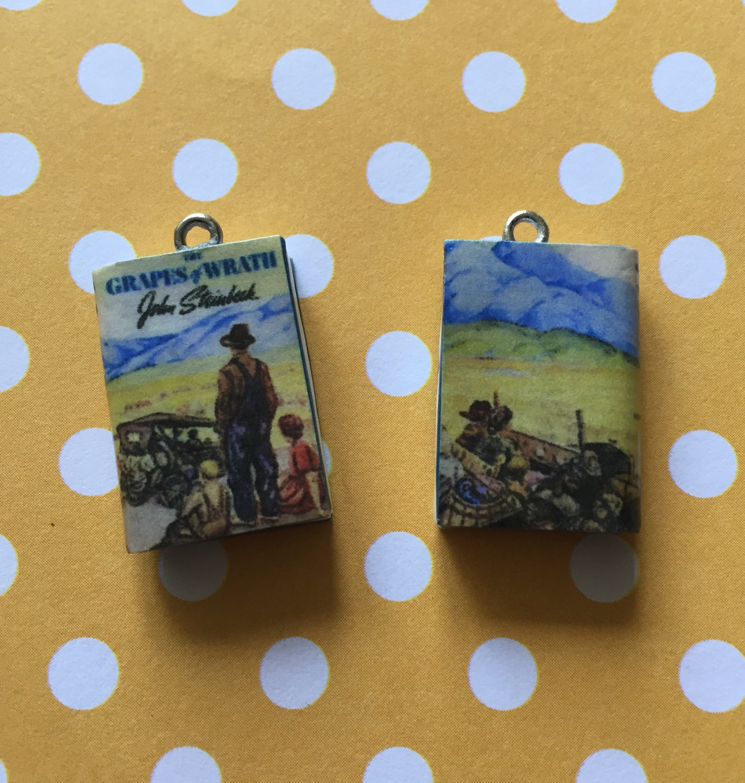 Miniature Book Charm Stitch Marker, Grapes of Wrath, John Steinbeck inspired