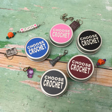 Load image into Gallery viewer, Round Notions Tin, Choose Crochet
