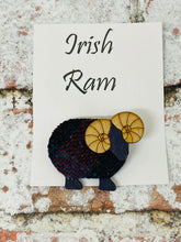 Load image into Gallery viewer, Vintage Tweed Irish Ram Brooch
