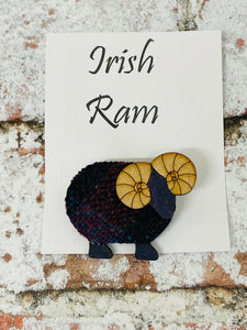 Vintage Tweed Irish Ram Brooch