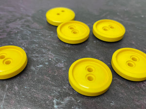 Vintage French Chunky Yellow Buttons, 21mm