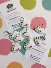 Load image into Gallery viewer, Set of 4 Paint Palette Charms Stitch Markers Progress Keepers
