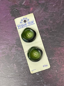 Vintage Vogue-Star Chunky 4-Hole Green Buttons, 34mm, Set of 2