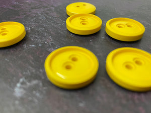 Vintage French Chunky Yellow Buttons, 21mm