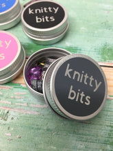 Load image into Gallery viewer, Round Notions Tin, Knitty Bits
