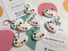 Load image into Gallery viewer, Set of 4 Paint Palette Charms Stitch Markers Progress Keepers
