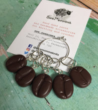 Load image into Gallery viewer, Set of Coffee Beans Stitch Markers Progress Keepers
