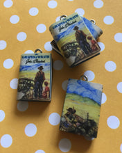 Load image into Gallery viewer, Miniature Book Charm Stitch Marker, Grapes of Wrath, John Steinbeck inspired
