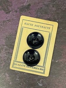 Vintage French Haute Noveaute Dark Blue Buttons, 25mm, Set of 2