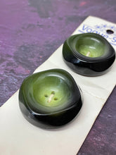 Load image into Gallery viewer, Vintage Vogue-Star Chunky 4-Hole Green Buttons, 34mm, Set of 2
