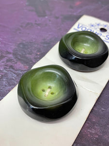 Vintage Vogue-Star Chunky 4-Hole Green Buttons, 34mm, Set of 2