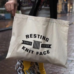 Resting Knit Face Tote Bag